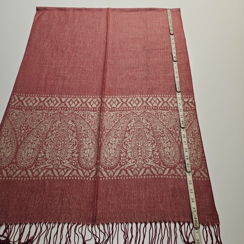 Damen Pashmina Schal/Tuch - Pfirsich/Rot Schimmernd 26x72 - Bild 6 von 11
