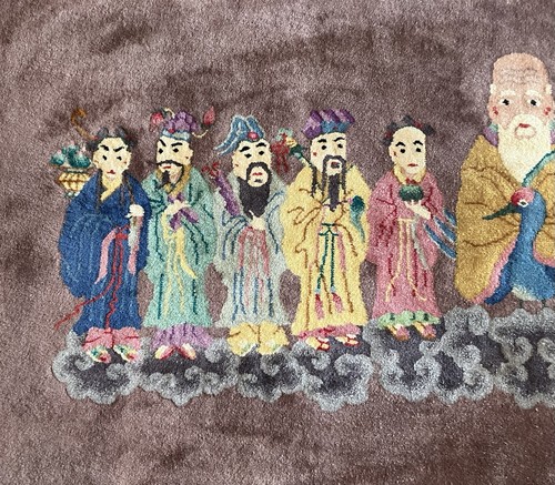 1920s-1930s Handknotted Chinese Art Deco Wool Rug TEN IMMORTALS DISCIPLES. SEE** - Picture 3 of 12