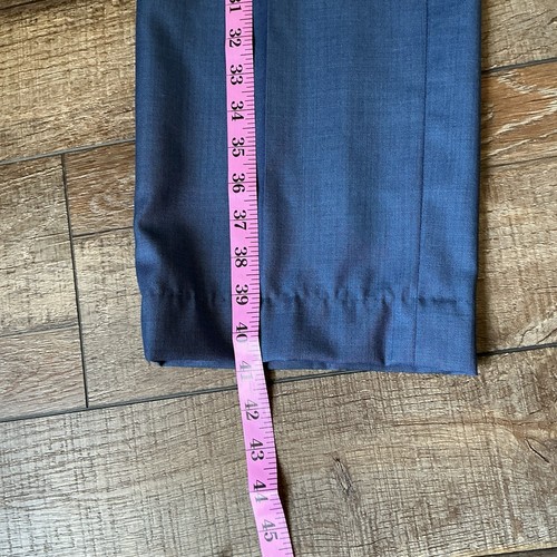 Men's Paul Fredrick Super 120s Blue 2 Piece Suit Set Coat 42R / Pants 35W - Picture 13 of 20