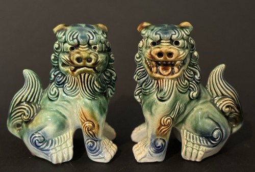 4 Vintage Okinawa Shisa Japanese Guardian Foo Dog Ryukyu Pottery Figurine 5.5-9” - Picture 17 of 24