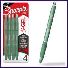 Sharpie S-Gel Gel Pens Green Barrel Black Ink 0.7mm Medium Point 4 Pack