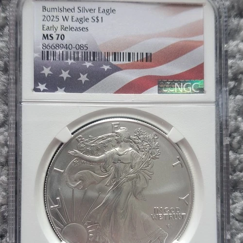 U.S. Mint 2025 American Eagle 1 oz Silver NGC MS70 Burnished