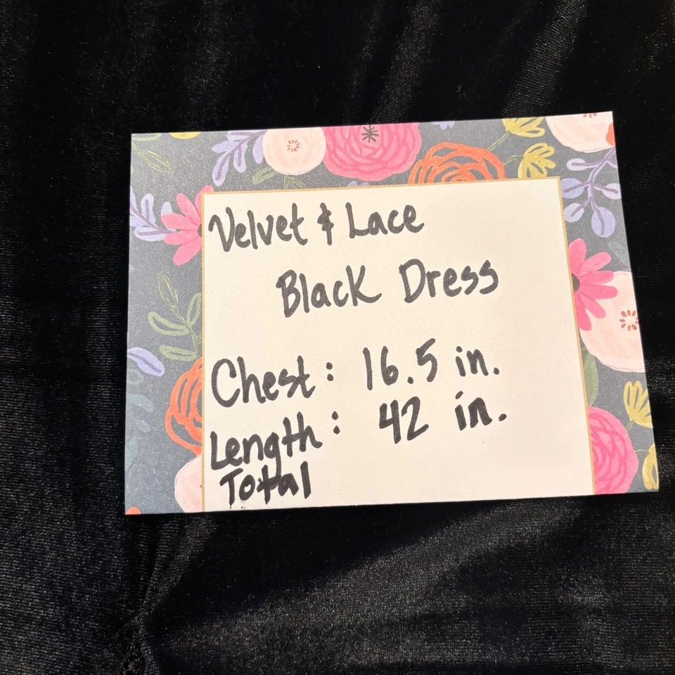 Maxi Vestido Negro Terciopelo Encaje Volantes Abotonados Funeral Iglesia Jugar Musical Foto 3 de 4