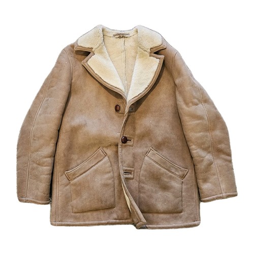 Vintage 70er Jahre NORM THOMPSON Herren 42 lang braun Lammfell Jacke Mantel Leder Shearling - Bild 1 von 12