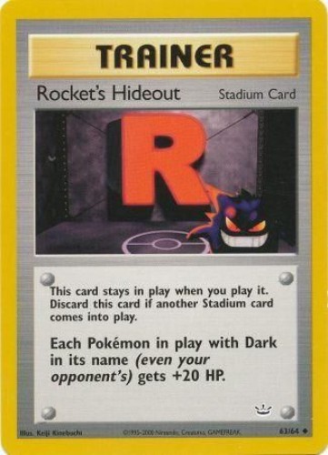 Pokemon Card - Neo Revelation 63/64 - ROCKET'S HIDEOUT (uncommon) - NM