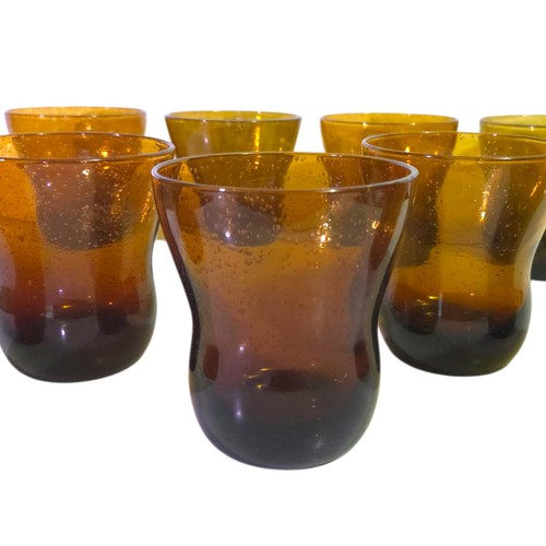 MCM Vidrio Burbuja Ámbar Soplado a Mano 12 OZ Doble Antiguo Vaso - Juego de 9 - Imagen 9 de 23