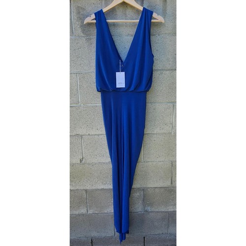 Maxi Vestido Largo MISA Los Angeles Azul Real | Drapeado Sedoso Invitado Boda Talla M - Imagen 6 de 6