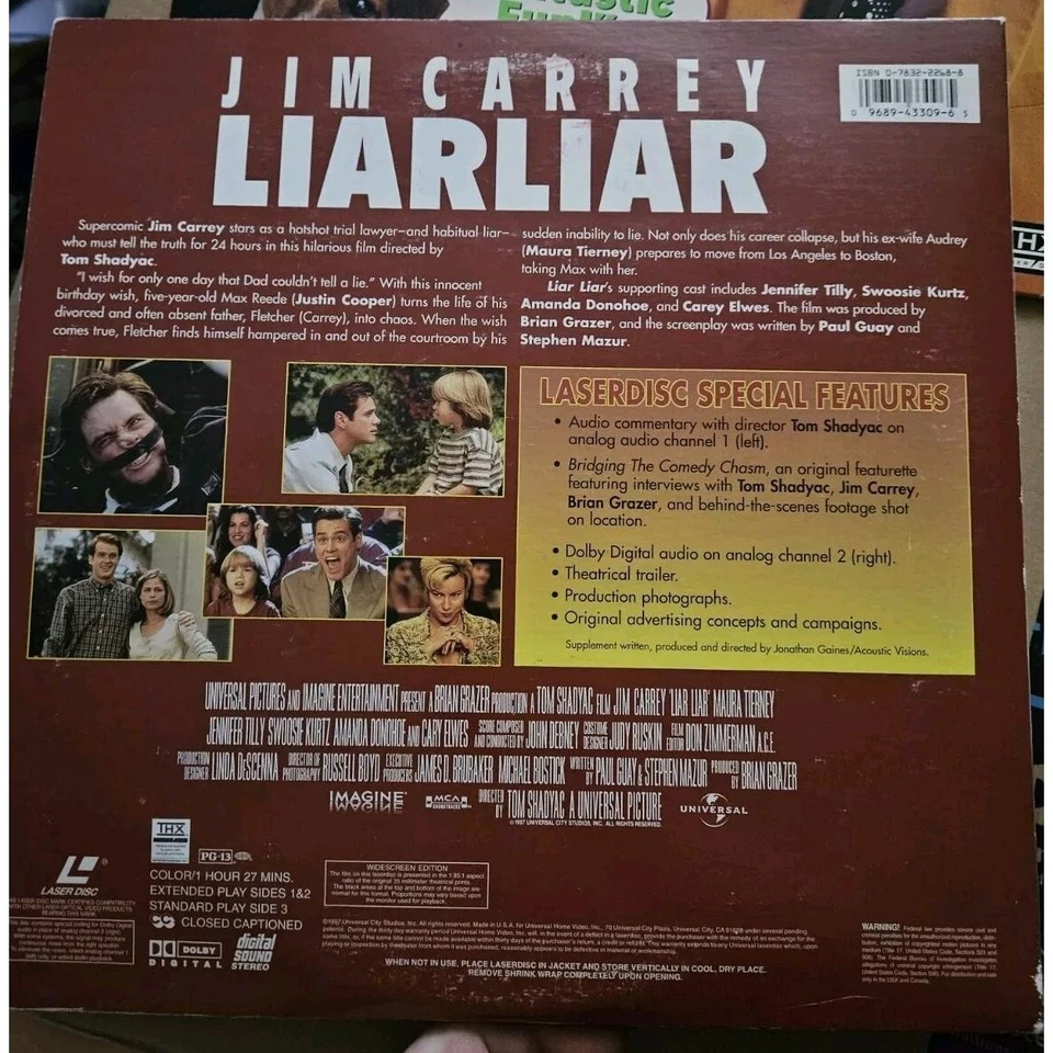 Liar Liar Laserdisc Signature Collection 1997 & The Mask Zero To Hero Movie Lot Foto 4 de 4