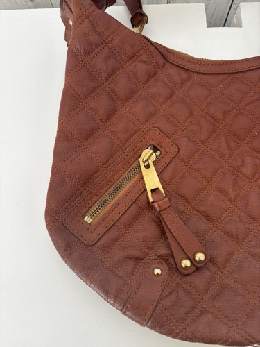 Marc Jacobs Hobo Bag Tan Brown Leather Quilted Zip Closure Shoulder Bag - Picture 3 of 13
