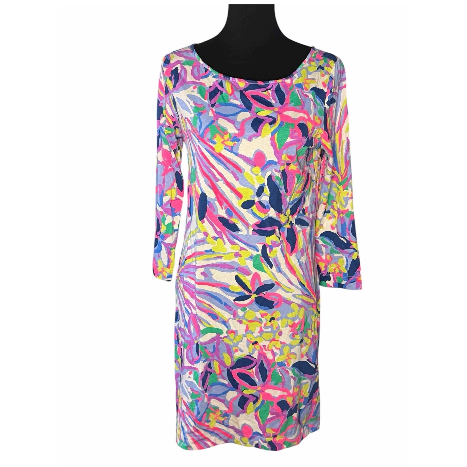 Lilly Pulitzer  3/4 Sleeve Dress Medium Pink Blue White Purple
