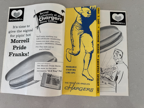 Vintage 1960 DENVER BRONCOS v LOS ANGELES CHARGERS 1st Yr. AFL PROGRAM Jack Kemp - Picture 3 of 9