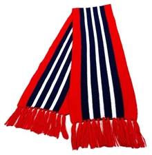 VTG Striped Scarf w/Fringe Red White Blue Japan 62"L x 9" 100% Acrylic GUC