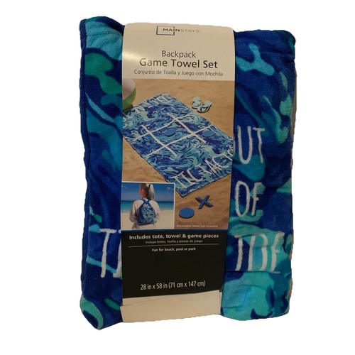 Mainstays Tic Tac Toe Backpack Game Towel Set NEW