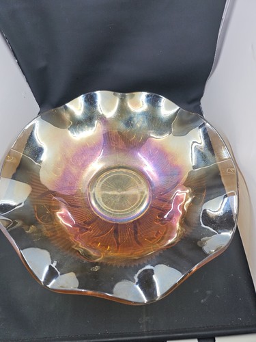 De Colección Jeanette Naranja Carnaval Vidrio Borde Volantes Cuenco, 12" - Imagen 1 de 11