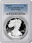 2008-W American Proof Silver Eagle $1 one Dollar coin PCGS PR70 DCAM
