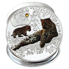 Amur Leopard Endangered Animal 1000 Kwacha Zambia Coin 2014 Wildlife Gift Medal
