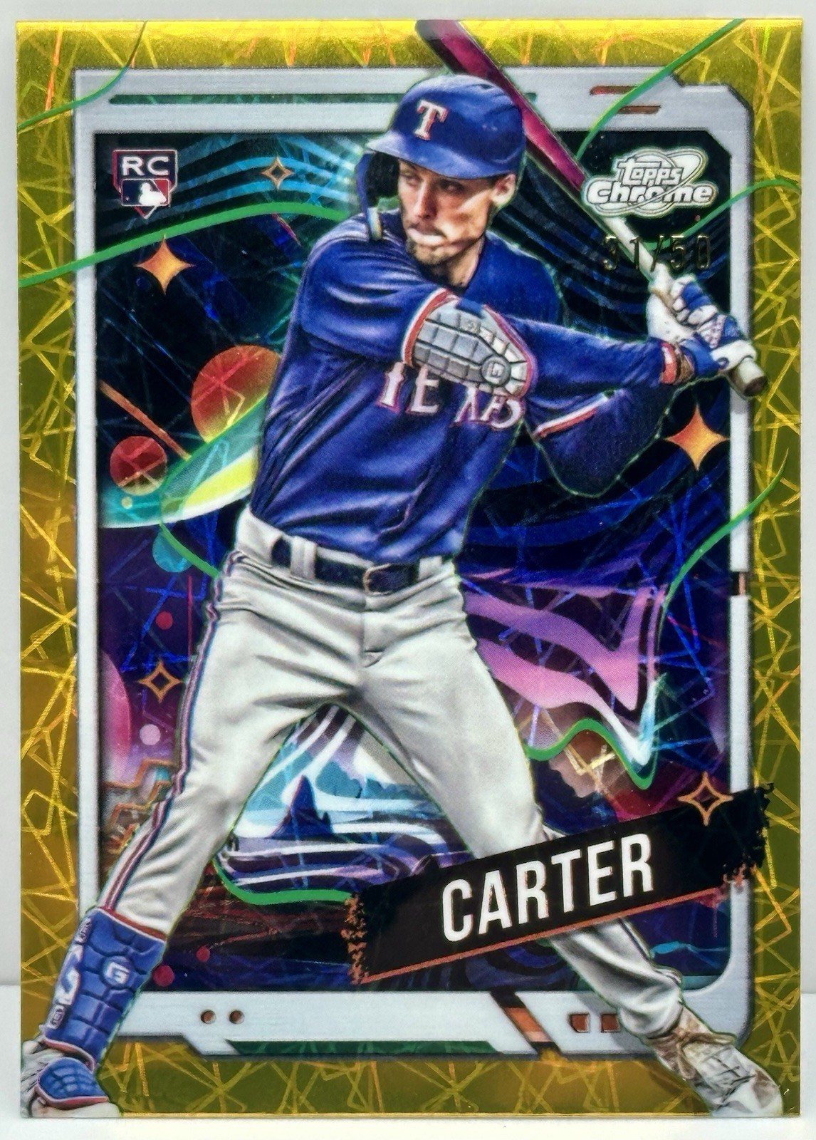 EVAN CARTER GOLD /50 REFRACTOR 2024 TOPPS CHROME COSMIC #186
