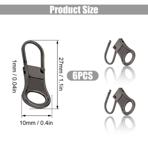 6pcs Zipper Pull Detachable Zipper Pull Tabs Metal Zipper Pull Cord Extender ... - Picture 2 of 7