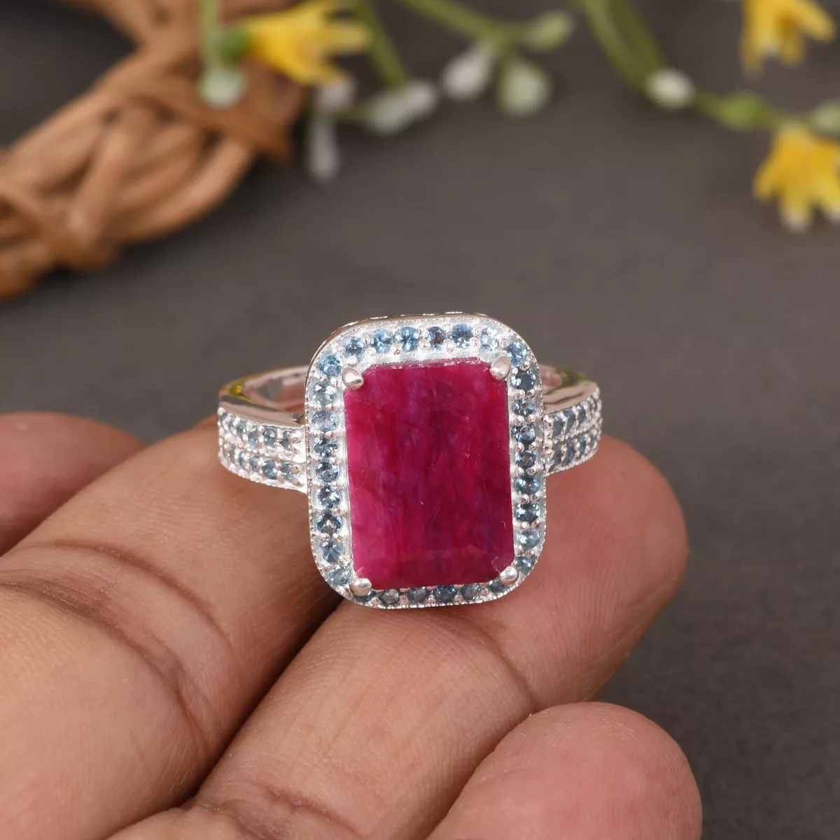Ruby and topaz ring sale