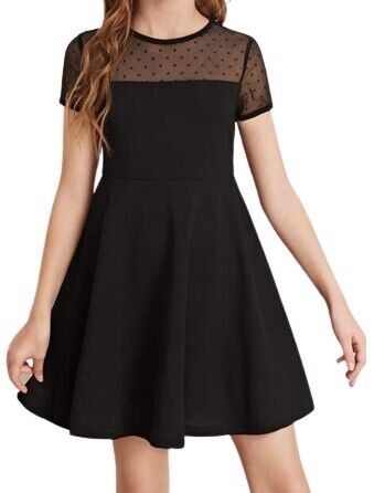 Schwarzes Mädchenkleid Elly - Festlich, Punkte-Design, Größen 4-12 Jahre - Bild 1 von 4