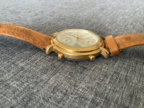 🇩🇪 Wertanlage Vintage Dugena Gold Luxus Gehäuse Armband Uhr Gold Chronograph - Bild 6 von 13