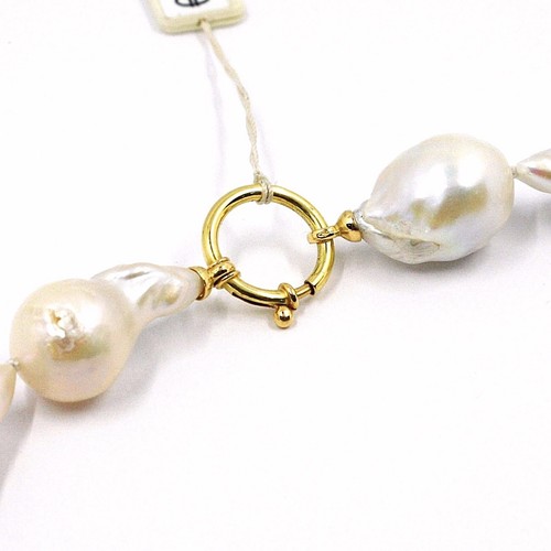 Collar Oro Amarillo 18K, Perlas Gota Grandes,Blancas,Freshwater,Barroco - Imagen 4 de 9