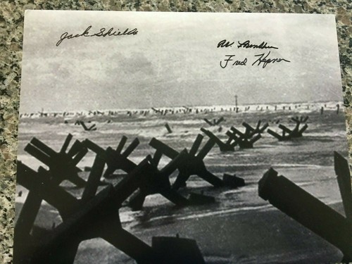 BILL FUNKHOUSER, FRED HEPNER & JACK SHIELDS D DAY VETERANS RARE SIGNED PHOTO