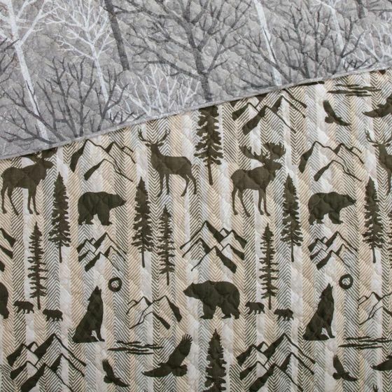 DONNA SHARP RUSTIC FARMHOUSE GREY/IVORY/BROWN REVERSIBLE FOREST WEAVE QUILT SET Zaskakująca wyjątkowa wartość, zaskakująca wyjątkowa wartość, HOT