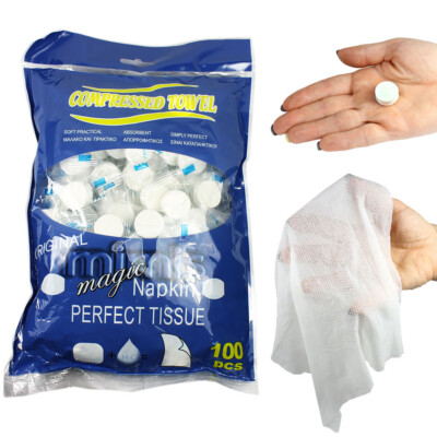 100PC Travel Magic Tissue Portable Compressed Towels Eco Friendly Biodegradable 