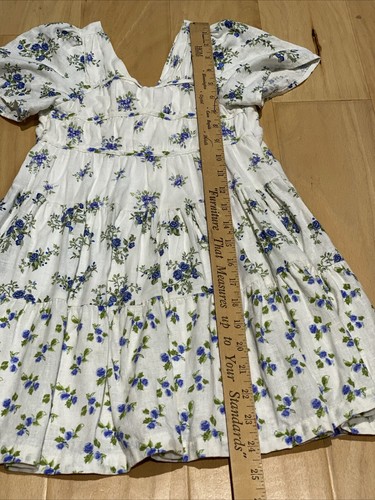 Zara Kids 6/7 Boho Floral Viscose Dress With Slip Linen Like Blue Flowers Girly - Picture 4 of 7