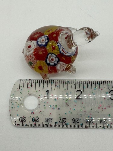Small Art Glass Millefiori Turtle Paper Weight Figurine 2” - Picture 9 of 12