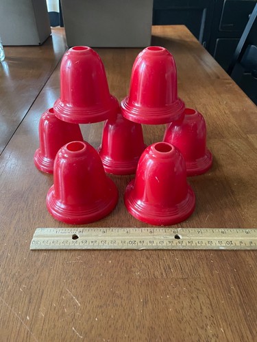 Vintage plastic red bell Christmas light covers x 7
