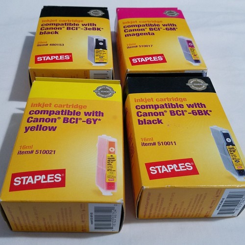Canon BCI Printer Ink Black Yellow Magenta Staples Brand new - Picture 2 of 5