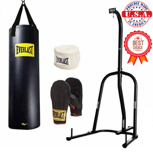 Everlast 100 lb Heavy Bag with Stand Kit Boxing Gloves Hand Wraps Punching | eBay