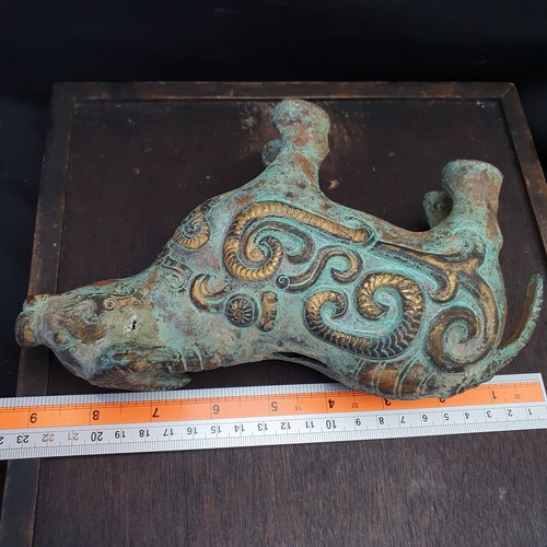 Antigua figura de vaca de latón de bronce de la civilización china hallazgo raro figuras místicas - Imagen 15 de 15