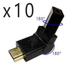 10 Pack - 90/270 Degree Right Angle HDMI Male to Female Rotating Swivel Adapter
