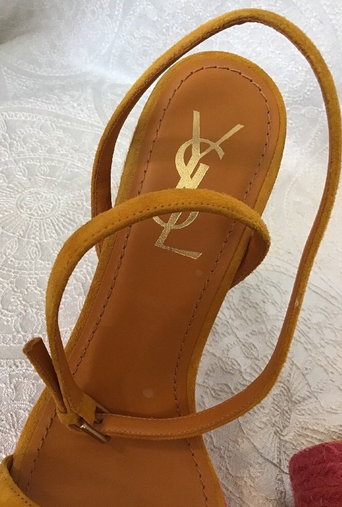 YSL Zapato Mostaza Mostaza Zapato De Cuero De Gamuza rosado Y tan talón de paja Talla 37 1 2 a39b06 YSL Zapato Mostaza Mostaza Zapato De Cuero De Gamuza rosado Y tan talón de paja Talla 37 1 2 a39b06