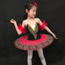 Red Professional Tutu Kids Pancake Swan Tutu Ballerina Ballet Dance Dress
