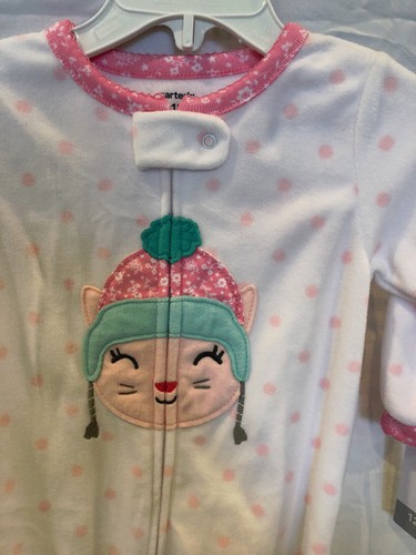NWT Carter's Baby Girl 12m Cat Sleeper Romper Footed Pajamas - Picture 3 of 6