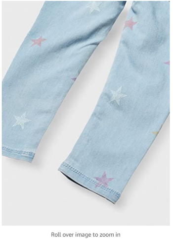 Essentials Girls' 2-Pack Super-Stretch Woven Jeggings, Stars/Dark Wash, L(10) - Picture 3 of 4