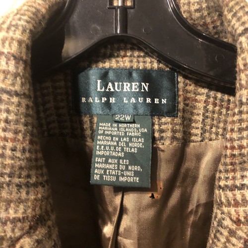 Giacca blazer Ralph Lauren vintage marrone a quadri equitazione cavallo tweed 22W 22 - Foto 3 di 8