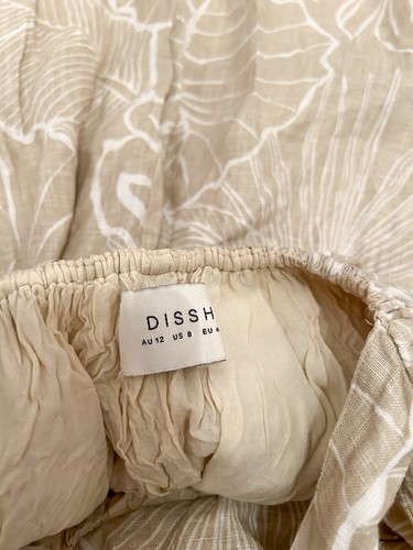 DISSH Malta Beige Palm Halter 100% Linen Backless Maxi Dress Size AU 12 | US 8 - Picture 9 of 9