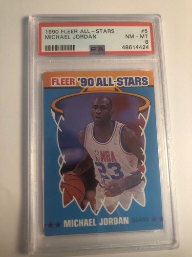 1990-91 Fleer Michael Jordan Bulls All Stars 5 Near Mint-Mint PSA 8 - Picture 1 of 2