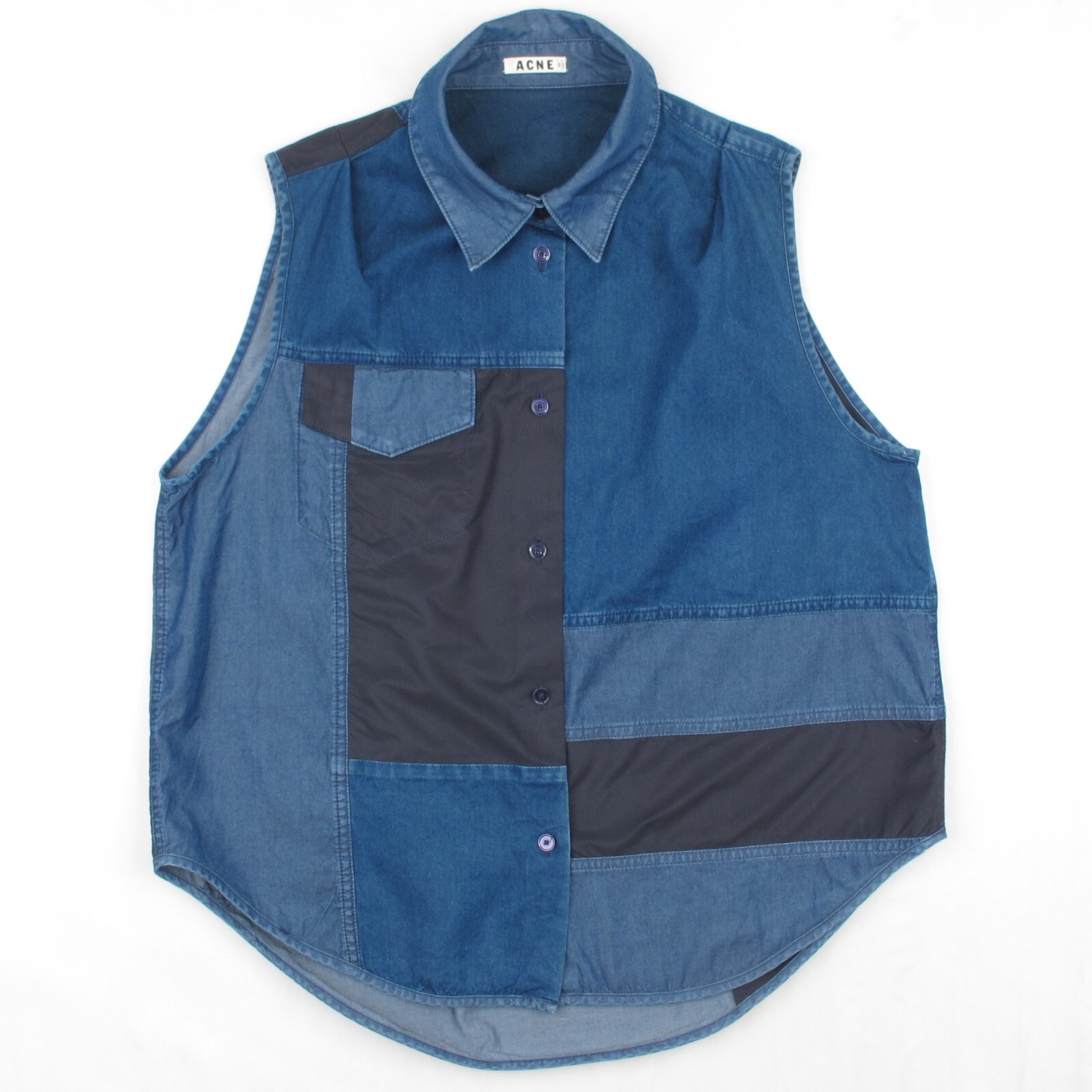 ACNE PRIMA PATCH Women's Denim Patchwork Vest But… - image 22