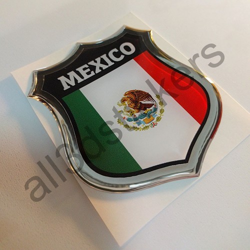 Sticker Mexico Emblem 3D Resin Domed Gel Mexico Flag Vinyl Decal Car Laptop - Picture 3 of 3
