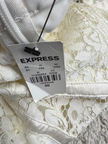 Express ärmelloses geblümtes Spitzen-Overlay-Kleid Damengröße 00 elfenbeinfarben Cami-Träger - Bild 9 von 12