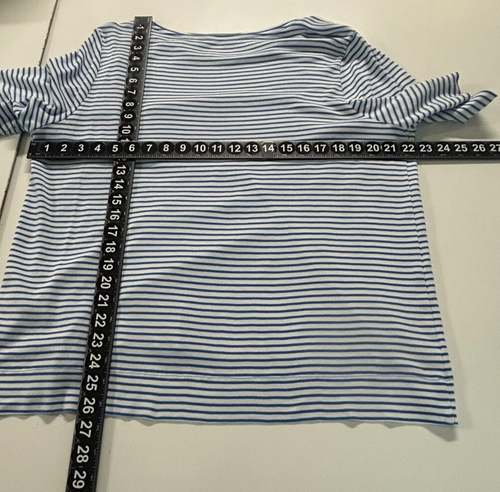 Chicos Top Womens XXL 4 Blue White Stripe Pima Cotton Short Sleeve Ultimate Tee - Picture 6 of 9