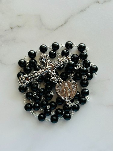 Premium Quality Black Colour Glass Beads Holy Rosary For Prayers / Special Gifts - 第 3/6 張圖片