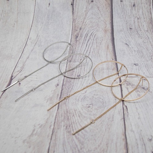 HOOP STUD EARINGS SILVER GOLD FASHION RETRO VINTAGE CHAIN DANGLE TASSLE - Bild 2 von 4
