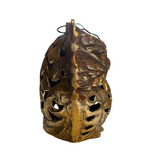 Vintage Retro Mid Century Polished Cast Brass Owl Candle Votive 6" Table Lamp - Picture 5 of 11